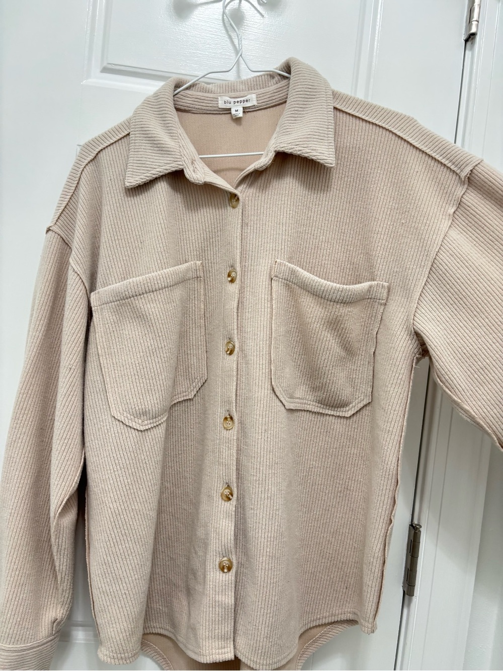 Rails Beige Ribbed Button-Front Utility Shacket - Picture 2 of 2